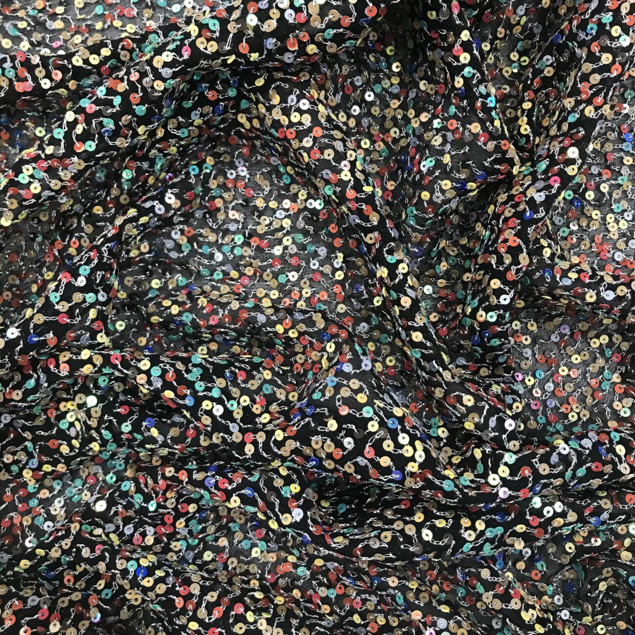 Tessuto Paillettes Multicolor Su Base Di Seta